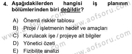 Proje Analizi ve Değerlendirme Dersi 2016 - 2017 Yılı (Final) Dönem Sonu Sınav Soruları 4. Soru
