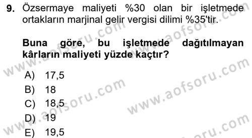 Proje Analizi ve Değerlendirme Dersi 2016 - 2017 Yılı (Final) Dönem Sonu Sınav Soruları 9. Soru