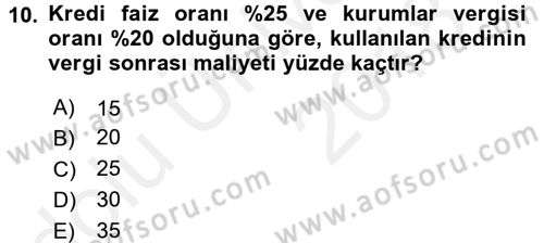 Proje Analizi ve Değerlendirme Dersi 2017 - 2018 Yılı 3 Ders Sınav Soruları 10. Soru