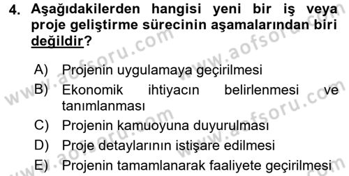 Proje Analizi ve Değerlendirme Dersi 2017 - 2018 Yılı 3 Ders Sınav Soruları 4. Soru