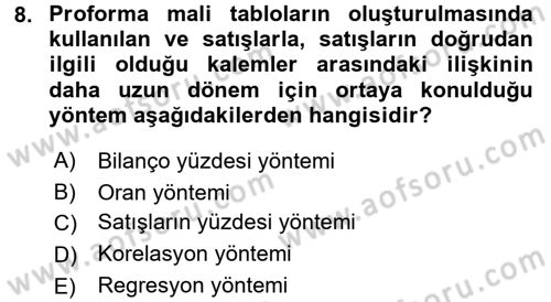 Proje Analizi ve Değerlendirme Dersi 2017 - 2018 Yılı 3 Ders Sınav Soruları 8. Soru