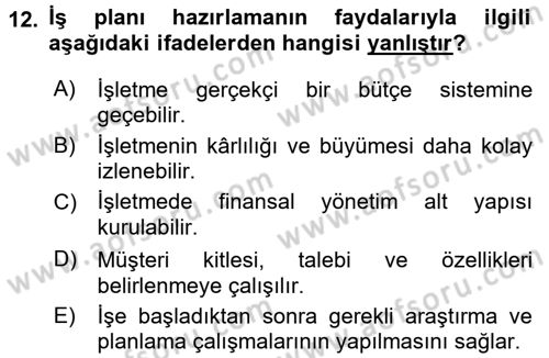 Proje Analizi ve Değerlendirme Dersi 2017 - 2018 Yılı (Vize) Ara Sınav Soruları 12. Soru