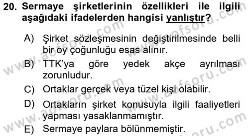 Proje Analizi ve Değerlendirme Dersi 2017 - 2018 Yılı (Vize) Ara Sınav Soruları 20. Soru