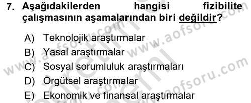 Proje Analizi ve Değerlendirme Dersi 2017 - 2018 Yılı (Vize) Ara Sınav Soruları 7. Soru