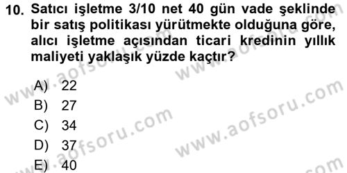 Proje Analizi ve Değerlendirme Dersi 2017 - 2018 Yılı (Final) Dönem Sonu Sınav Soruları 10. Soru