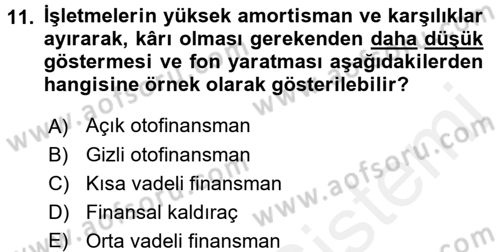 Proje Analizi ve Değerlendirme Dersi 2017 - 2018 Yılı (Final) Dönem Sonu Sınav Soruları 11. Soru