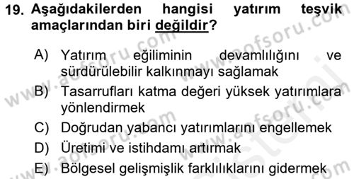 Proje Analizi ve Değerlendirme Dersi 2017 - 2018 Yılı (Final) Dönem Sonu Sınav Soruları 19. Soru