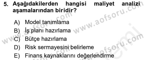Proje Analizi ve Değerlendirme Dersi 2017 - 2018 Yılı (Final) Dönem Sonu Sınav Soruları 5. Soru