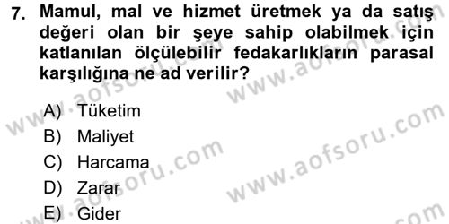 Proje Analizi ve Değerlendirme Dersi 2017 - 2018 Yılı (Final) Dönem Sonu Sınav Soruları 7. Soru