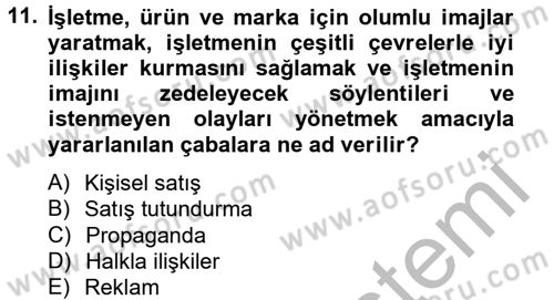 İş Planı Dersi 2012 - 2013 Yılı (Vize) Ara Sınav Soruları 11. Soru