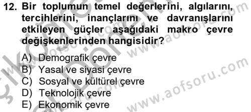İş Planı Dersi 2012 - 2013 Yılı (Vize) Ara Sınav Soruları 12. Soru