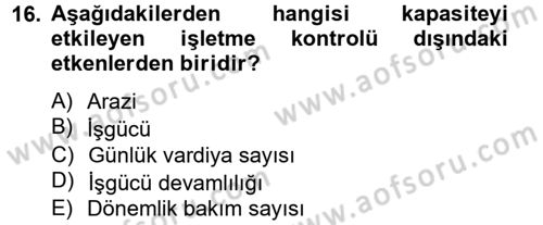 İş Planı Dersi 2012 - 2013 Yılı (Vize) Ara Sınav Soruları 16. Soru