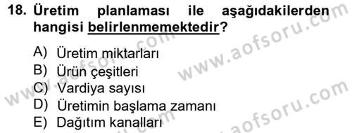 İş Planı Dersi 2012 - 2013 Yılı (Vize) Ara Sınav Soruları 18. Soru