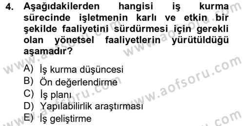 İş Planı Dersi 2012 - 2013 Yılı (Vize) Ara Sınav Soruları 4. Soru