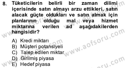İş Planı Dersi 2012 - 2013 Yılı (Vize) Ara Sınav Soruları 8. Soru