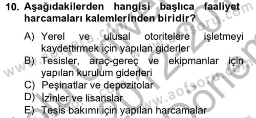 İş Planı Dersi 2012 - 2013 Yılı (Final) Dönem Sonu Sınav Soruları 10. Soru