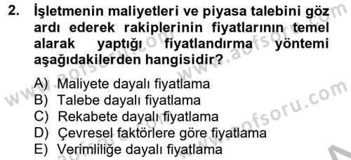 İş Planı Dersi 2012 - 2013 Yılı (Final) Dönem Sonu Sınav Soruları 2. Soru