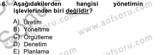 İş Planı Dersi 2012 - 2013 Yılı (Final) Dönem Sonu Sınav Soruları 6. Soru