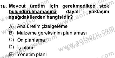 İş Planı Dersi 2013 - 2014 Yılı (Vize) Ara Sınav Soruları 16. Soru