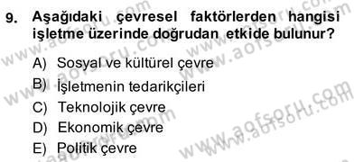 İş Planı Dersi 2013 - 2014 Yılı (Vize) Ara Sınav Soruları 9. Soru