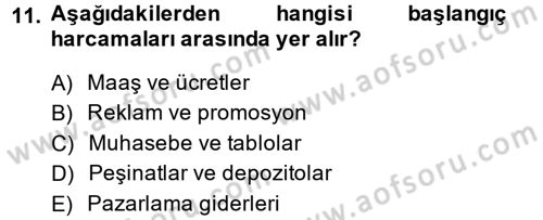 İş Planı Dersi 2013 - 2014 Yılı (Final) Dönem Sonu Sınav Soruları 11. Soru