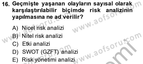 İş Planı Dersi 2013 - 2014 Yılı (Final) Dönem Sonu Sınav Soruları 16. Soru