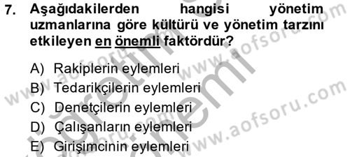 İş Planı Dersi 2013 - 2014 Yılı (Final) Dönem Sonu Sınav Soruları 7. Soru