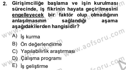 İş Planı Dersi 2014 - 2015 Yılı (Vize) Ara Sınav Soruları 2. Soru