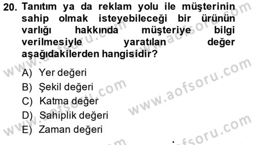 İş Planı Dersi 2014 - 2015 Yılı (Vize) Ara Sınav Soruları 20. Soru
