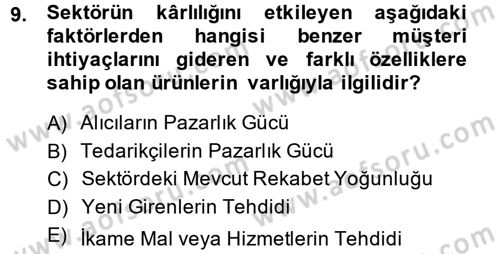İş Planı Dersi 2014 - 2015 Yılı (Vize) Ara Sınav Soruları 9. Soru