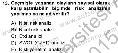İş Planı Dersi 2014 - 2015 Yılı (Final) Dönem Sonu Sınav Soruları 13. Soru