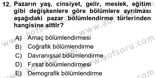 İş Planı Dersi 2015 - 2016 Yılı (Vize) Ara Sınav Soruları 12. Soru