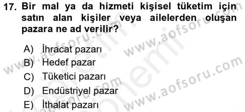 İş Planı Dersi 2015 - 2016 Yılı (Vize) Ara Sınav Soruları 17. Soru