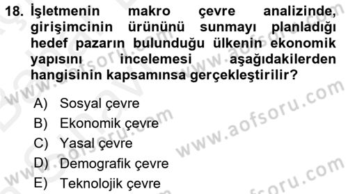 İş Planı Dersi 2015 - 2016 Yılı (Vize) Ara Sınav Soruları 18. Soru