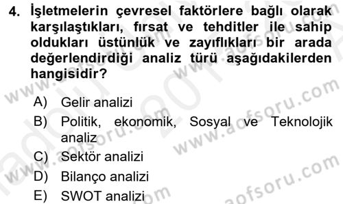 İş Planı Dersi 2015 - 2016 Yılı (Vize) Ara Sınav Soruları 4. Soru
