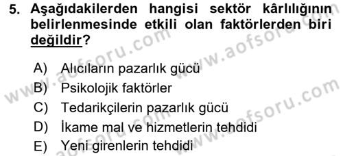 İş Planı Dersi 2015 - 2016 Yılı (Vize) Ara Sınav Soruları 5. Soru