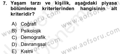 İş Planı Dersi 2015 - 2016 Yılı (Vize) Ara Sınav Soruları 7. Soru