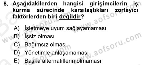 İş Planı Dersi 2015 - 2016 Yılı (Vize) Ara Sınav Soruları 8. Soru