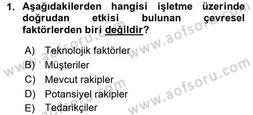 İş Planı Dersi 2015 - 2016 Yılı (Final) Dönem Sonu Sınav Soruları 1. Soru