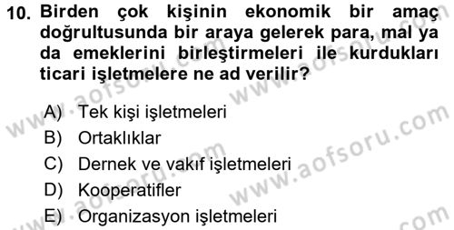 İş Planı Dersi 2015 - 2016 Yılı (Final) Dönem Sonu Sınav Soruları 10. Soru