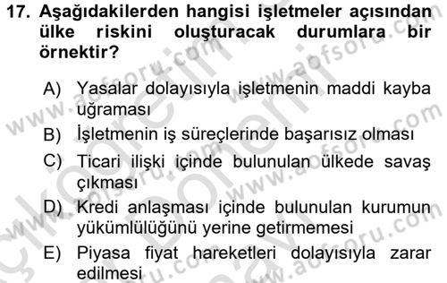İş Planı Dersi 2015 - 2016 Yılı (Final) Dönem Sonu Sınav Soruları 17. Soru