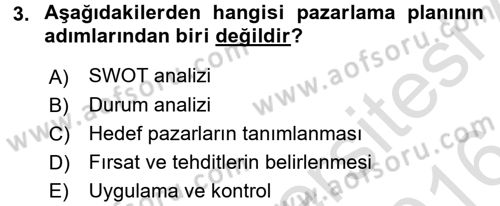İş Planı Dersi 2015 - 2016 Yılı (Final) Dönem Sonu Sınav Soruları 3. Soru
