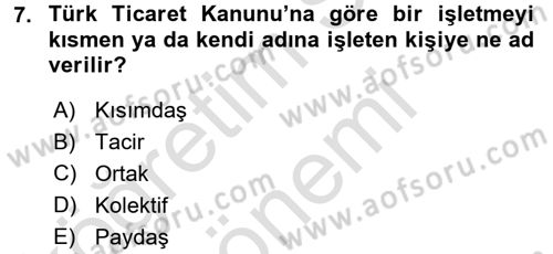 İş Planı Dersi 2015 - 2016 Yılı (Final) Dönem Sonu Sınav Soruları 7. Soru