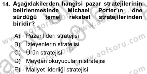İş Planı Dersi 2016 - 2017 Yılı (Vize) Ara Sınav Soruları 14. Soru