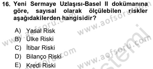 İş Planı Dersi 2016 - 2017 Yılı (Final) Dönem Sonu Sınav Soruları 16. Soru