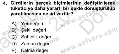 İş Planı Dersi 2016 - 2017 Yılı (Final) Dönem Sonu Sınav Soruları 4. Soru