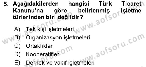 İş Planı Dersi 2016 - 2017 Yılı (Final) Dönem Sonu Sınav Soruları 5. Soru