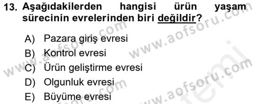 İş Planı Dersi 2017 - 2018 Yılı (Vize) Ara Sınav Soruları 13. Soru