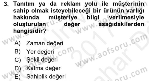İş Planı Dersi 2017 - 2018 Yılı (Vize) Ara Sınav Soruları 3. Soru