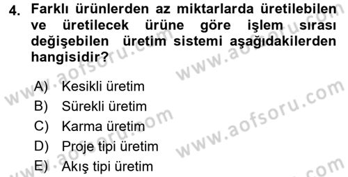 İş Planı Dersi 2017 - 2018 Yılı (Vize) Ara Sınav Soruları 4. Soru